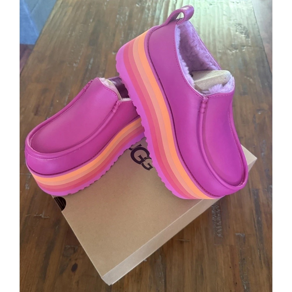 UGG Urseen Platform Clogs Men's 4/Women's 5 Pink Rainbow Sole Slip On Shoes NIB